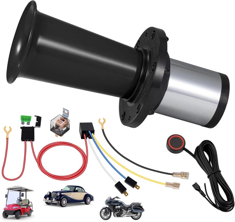 banhao Ooga Horn 12V Kit, Antique Classic Car Hot Rod Aooga Ahooga Horn with Wire and Button, OOGA Vintage Old Style School Horns for Truck Golf Cart - Image 1